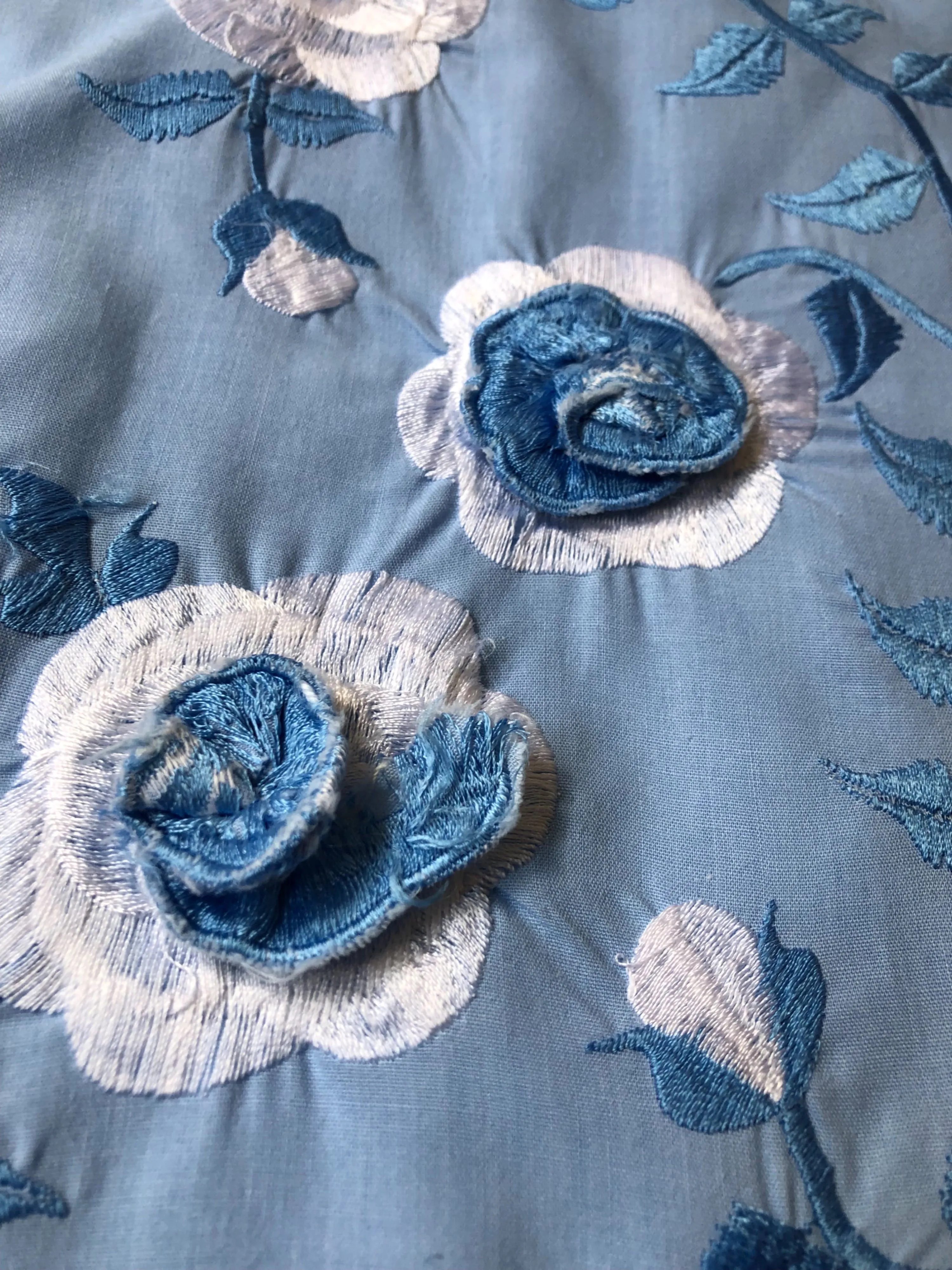 '60s Floral Embroidered Cotton Wrap Skirt and Top Set