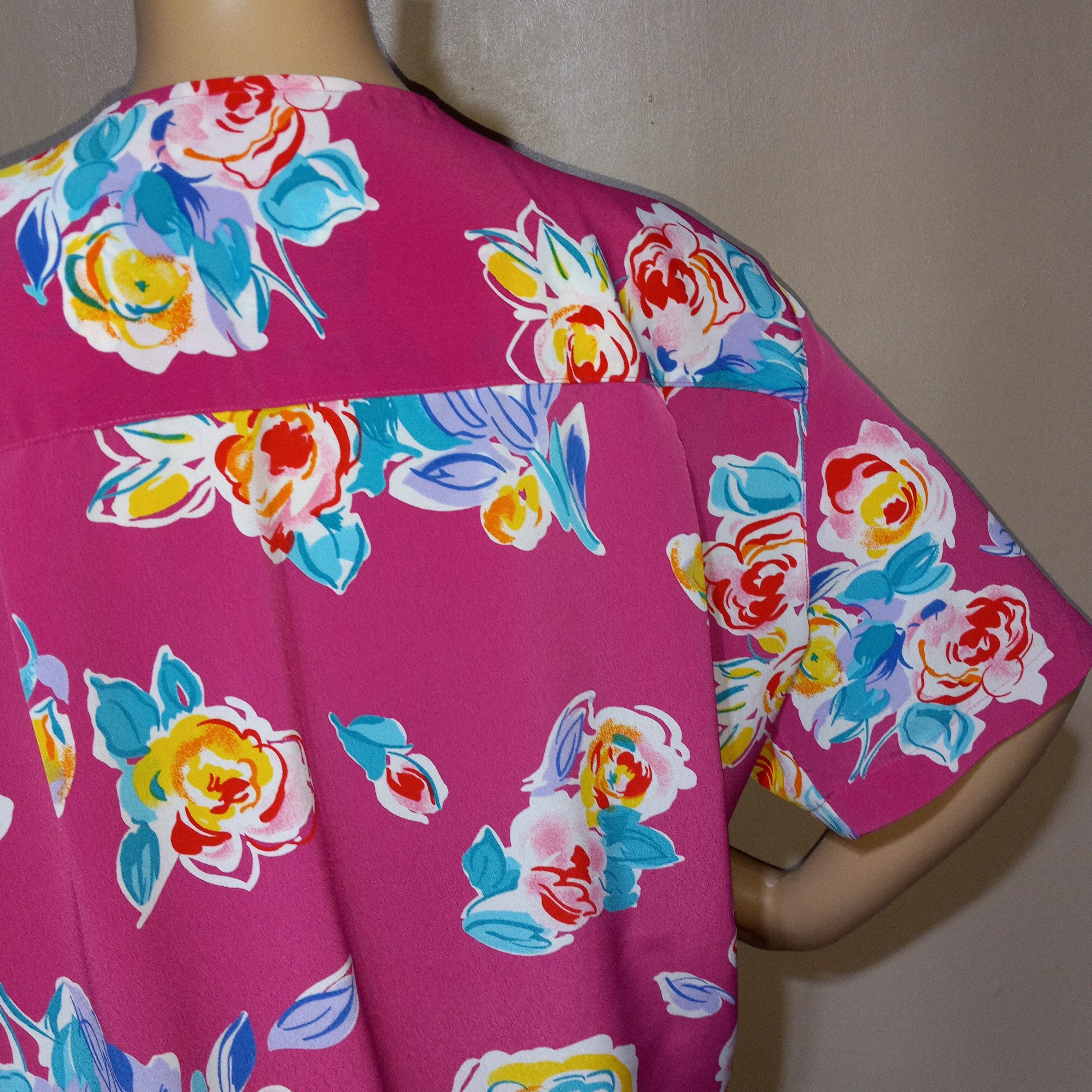 '80’s Polyester Pink Floral Pleated Skirt Set by Alfred Dunner