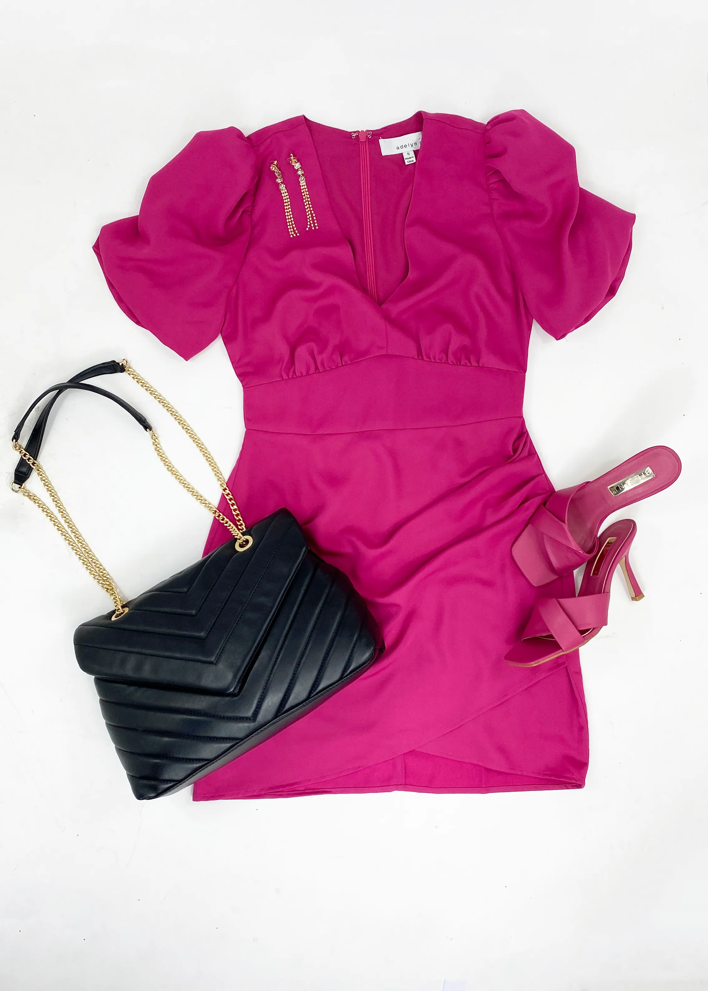 Adelyn Rae Nanda Puff Sleeve Mini Dress-***FINAL SALE***
