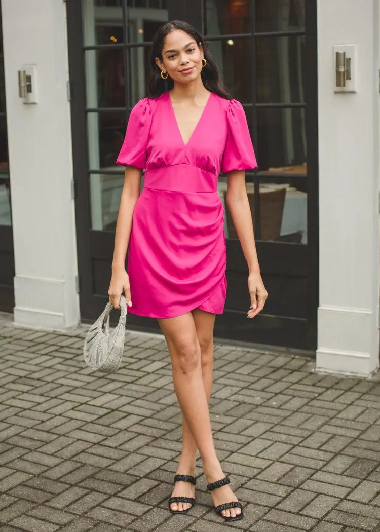 Adelyn Rae Nanda Puff Sleeve Mini Dress-***FINAL SALE***