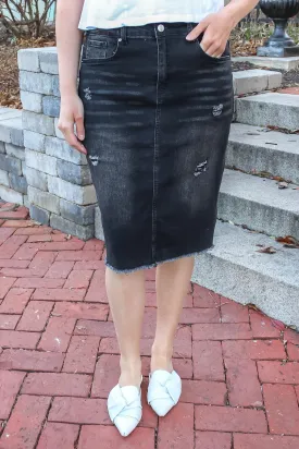 Alyssa Black Wash Distressed Denim Skirt (FINAL SALE)