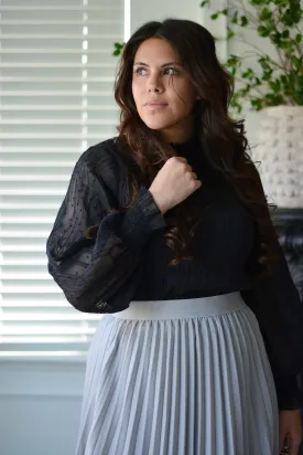Amberly Black Swissdot Top