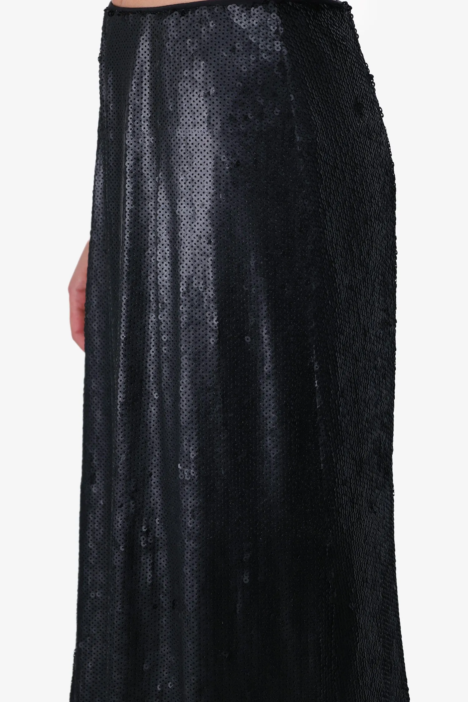 & For Love Black Matte Sequin Maxi Skirt Estimated Size X-Small