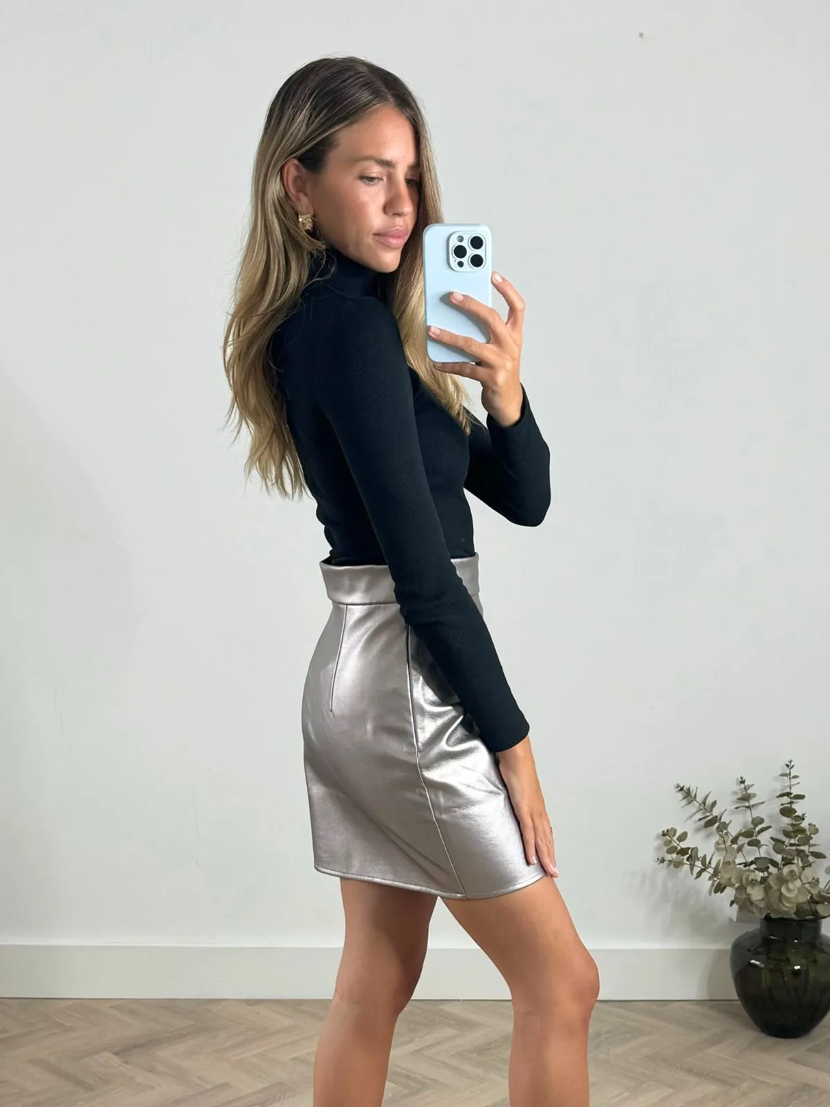 Andie Pu Mini Skirt in Metallic