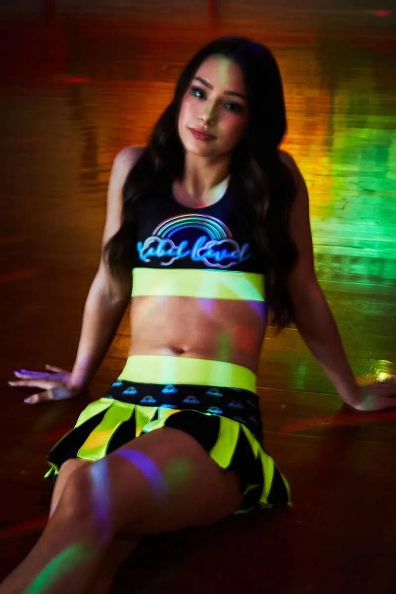 Angled Pleated Skirt in Neon Rainbow