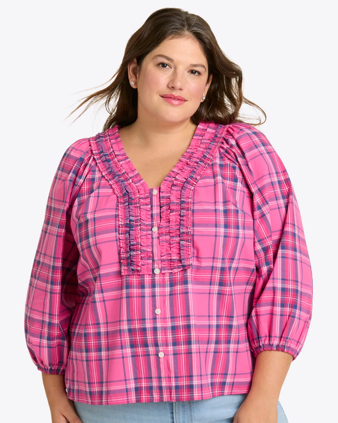 Aubrie Top in Pink Angie Plaid