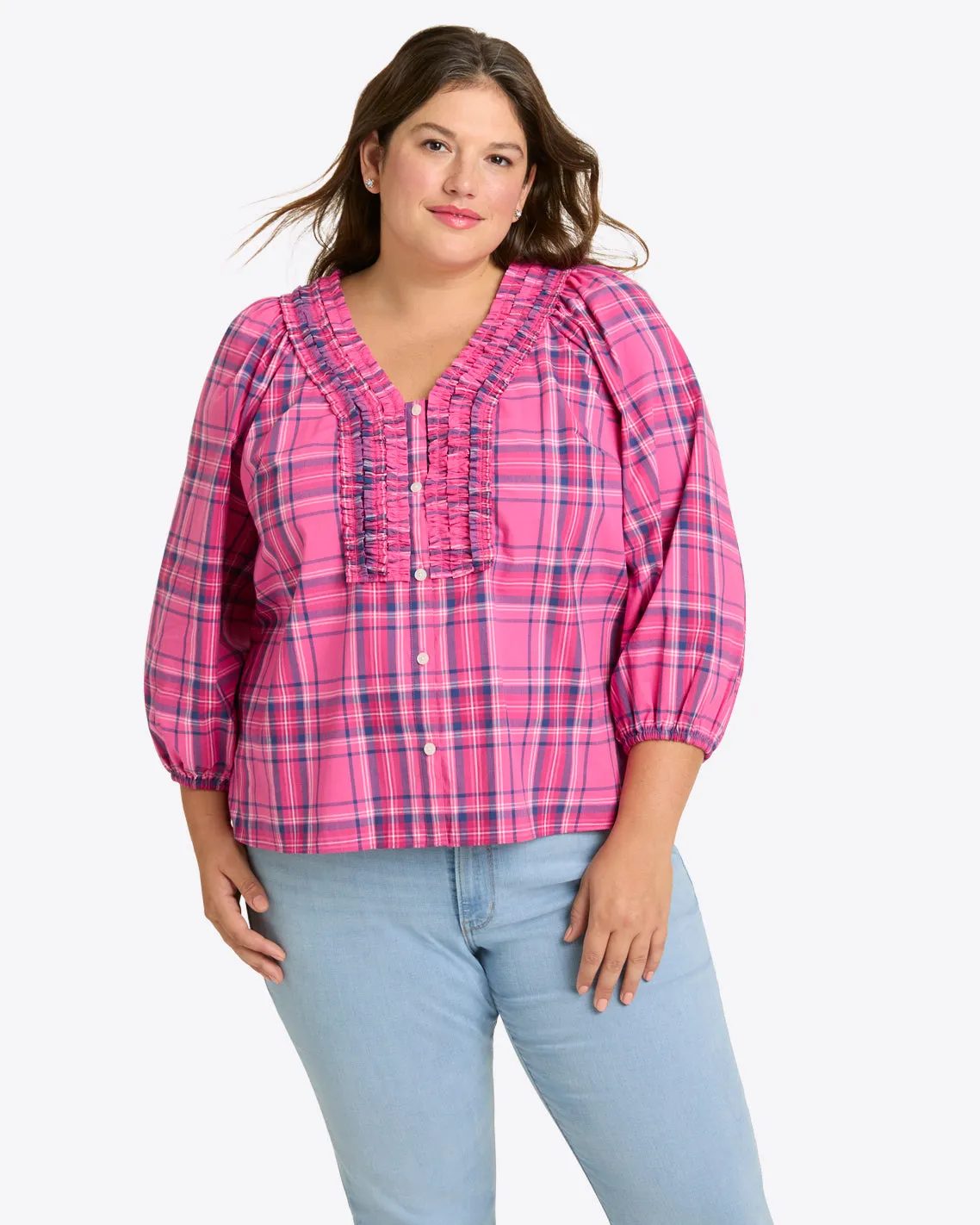 Aubrie Top in Pink Angie Plaid