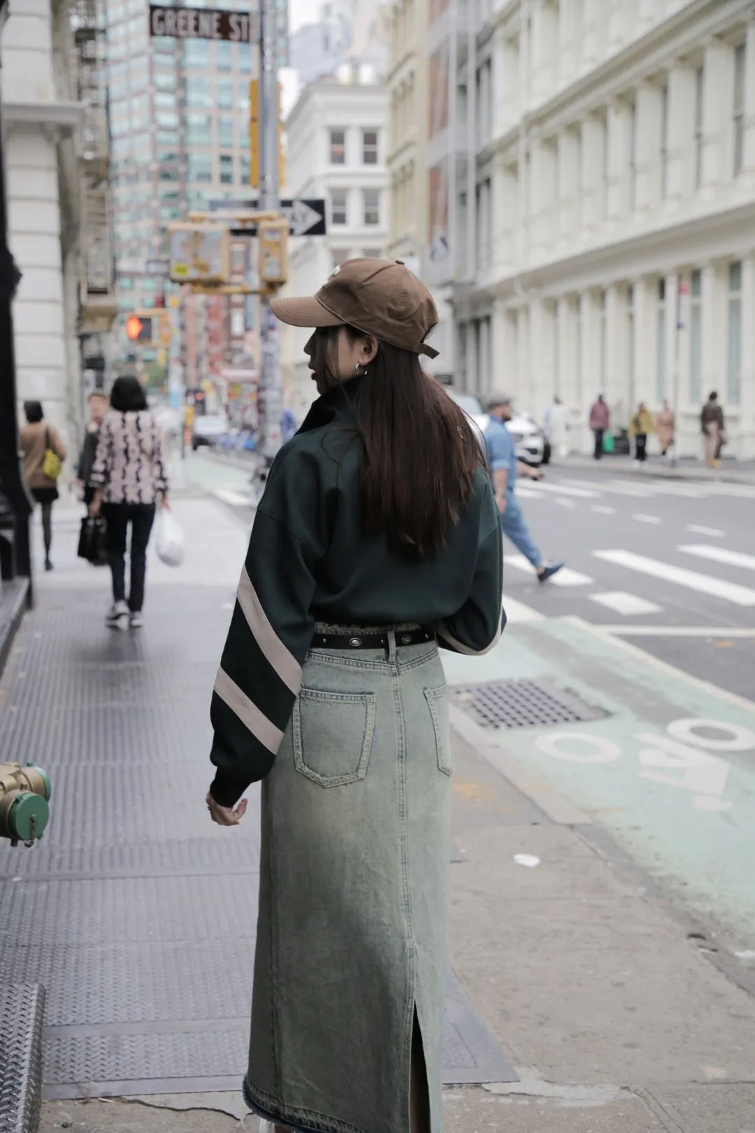 Back Slit Denim Skirt