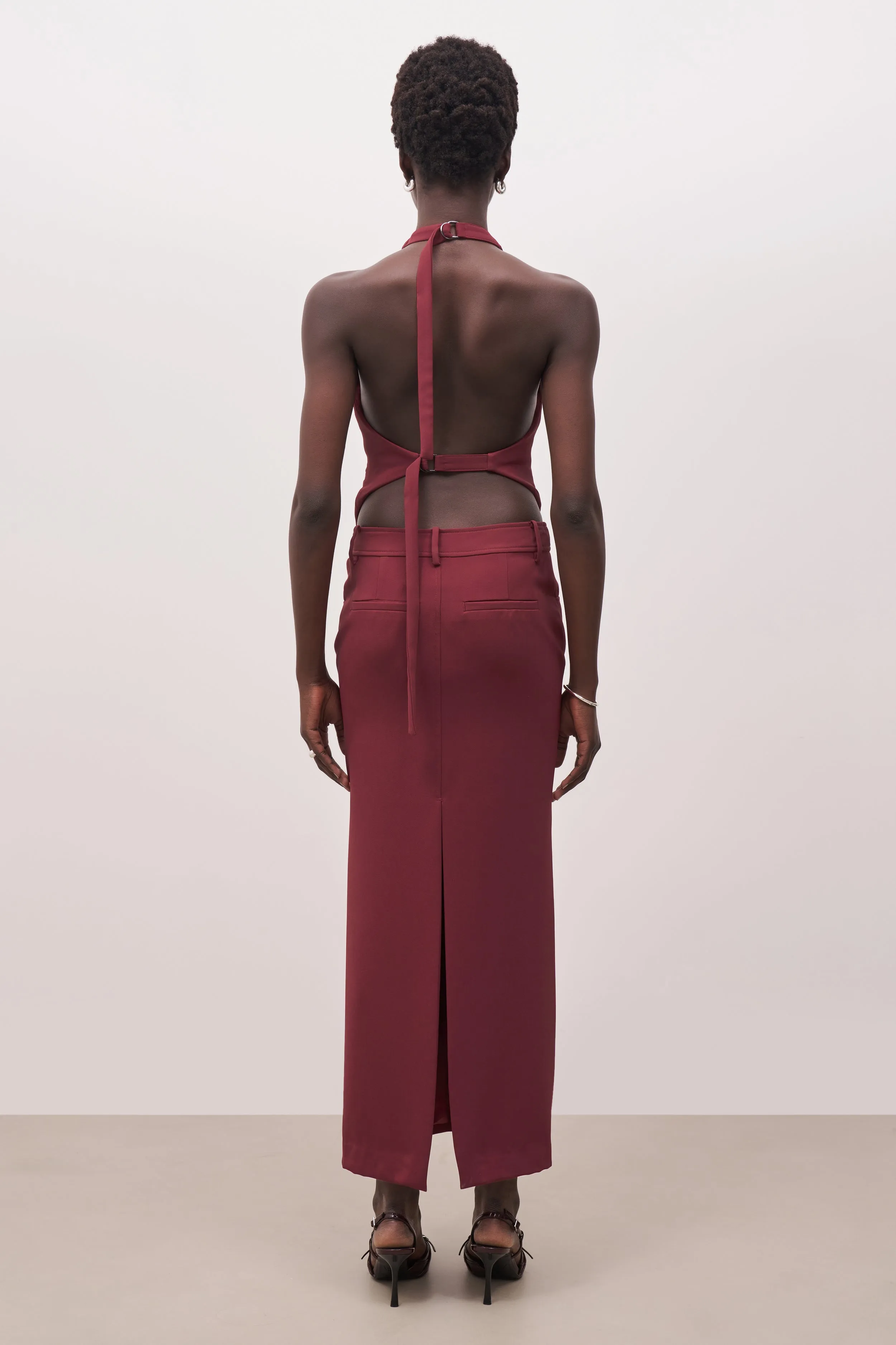 Backless Halter Waistcoat - Burgundy