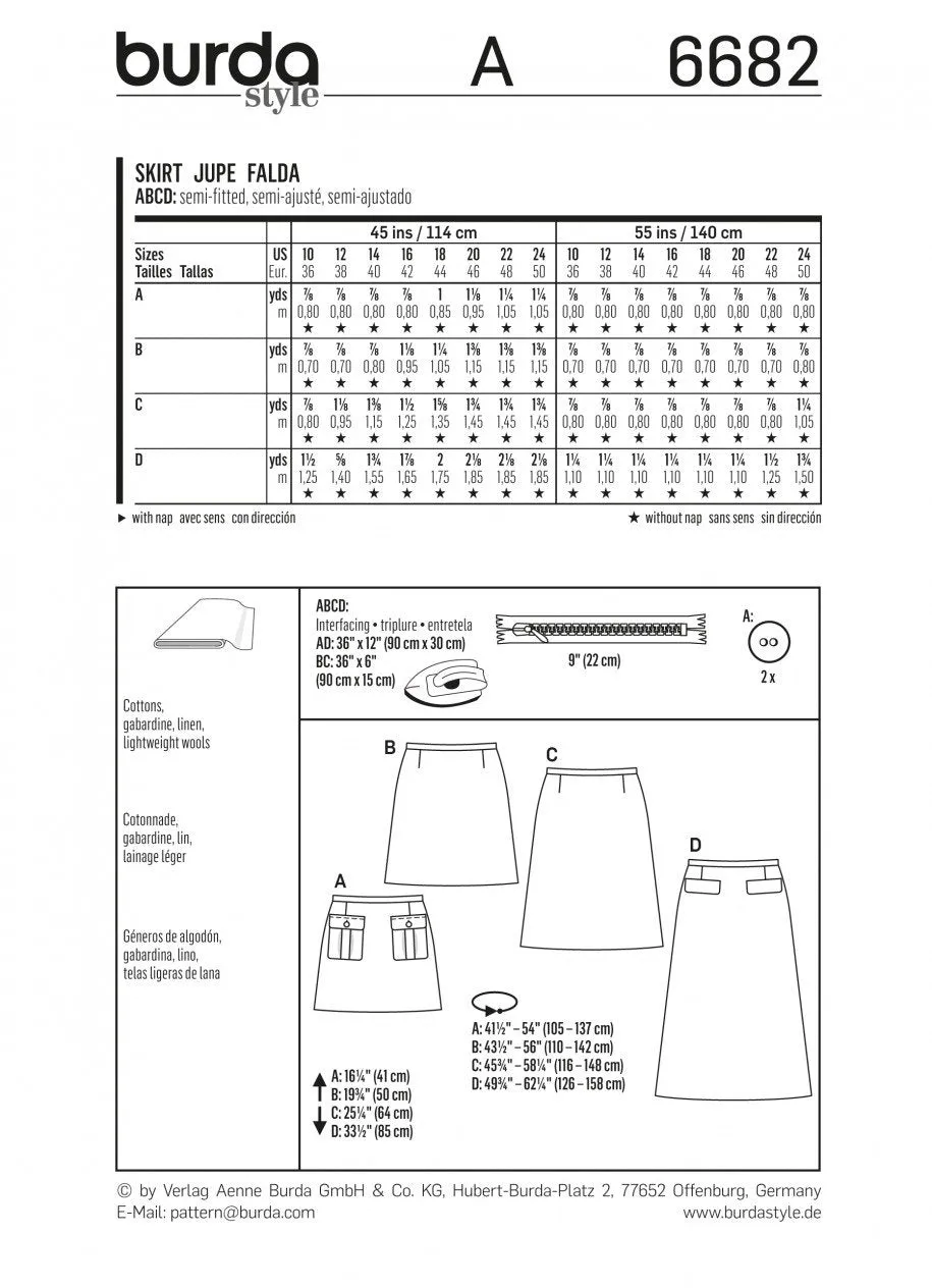 BD6682 Women's Skirt Sewing Pattern