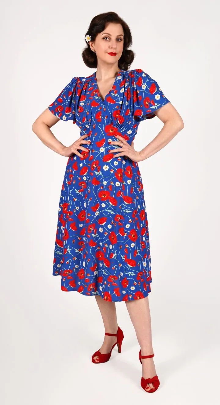Betty Tea Dress in Poppy Print