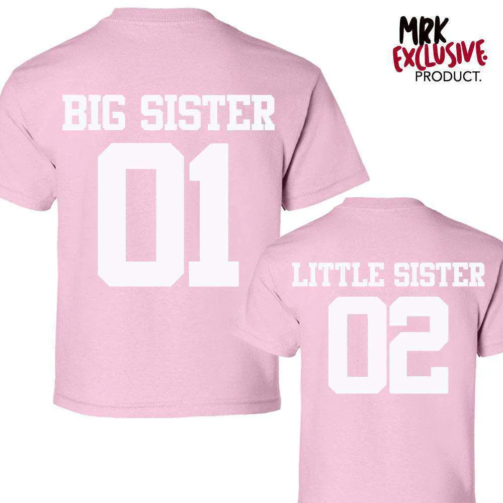 Big Sister/Little Sister Number Tees Light Pink (MRK X)