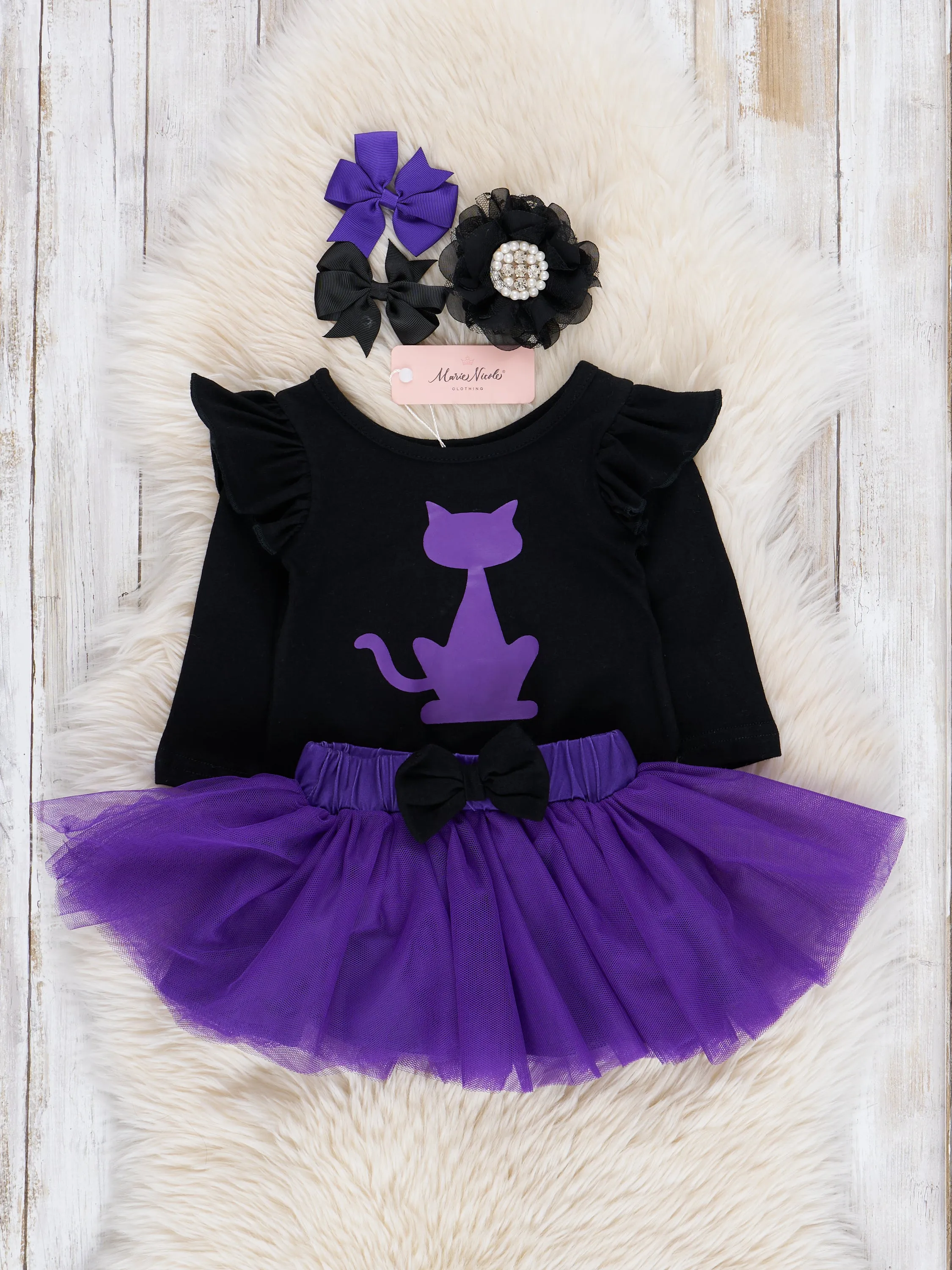 Black & Purple Cat Ruffle Tulle Outfit