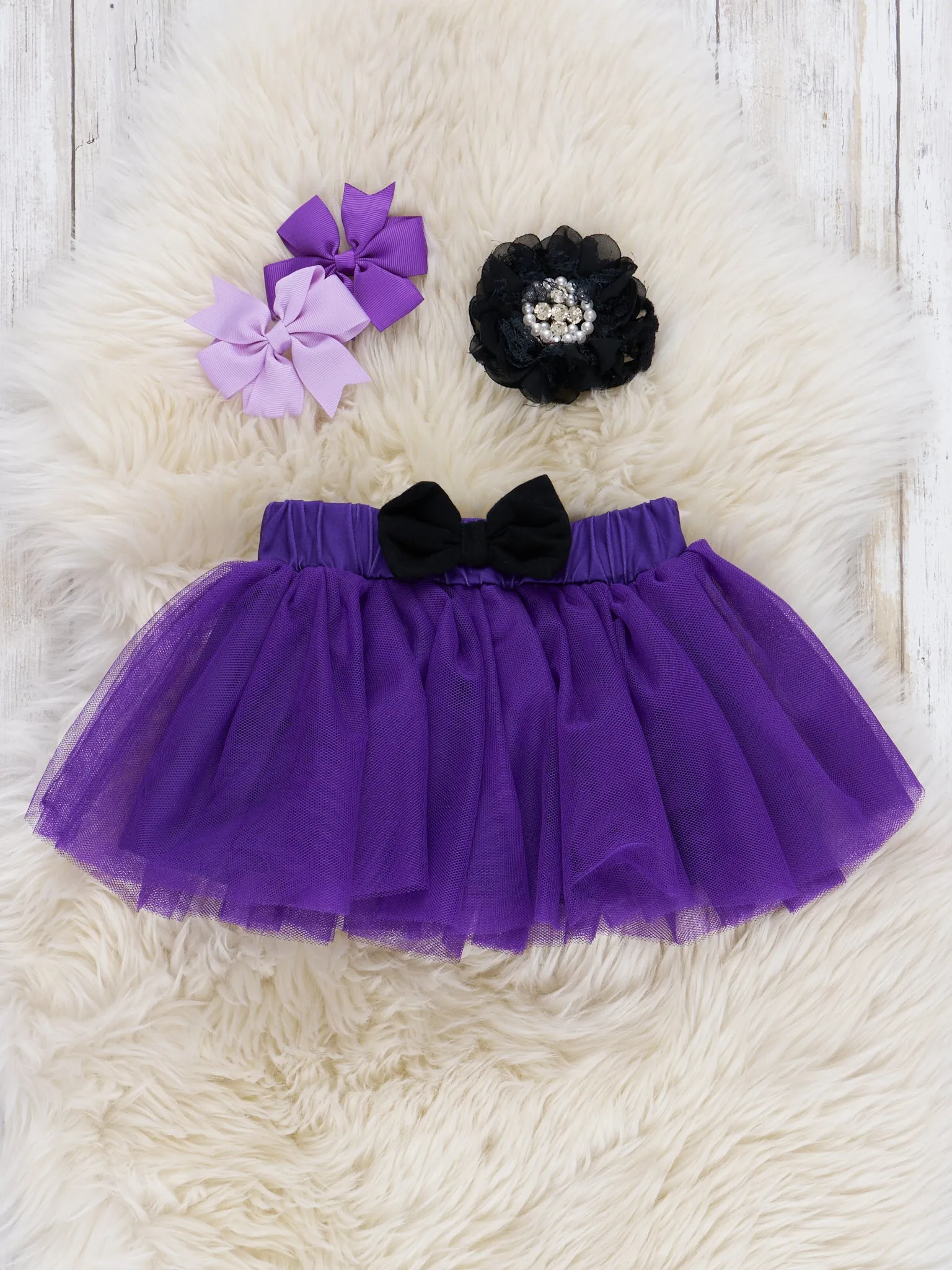 Black & Purple Cat Ruffle Tulle Outfit