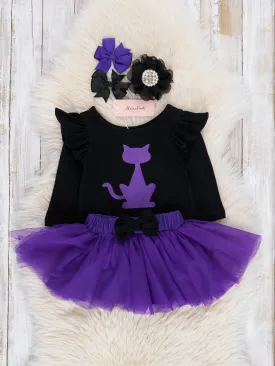 Black & Purple Cat Ruffle Tulle Outfit