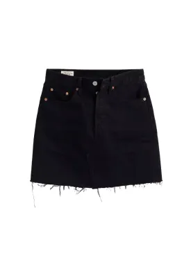 BLACK HIGH RISE DENIM SKIRT