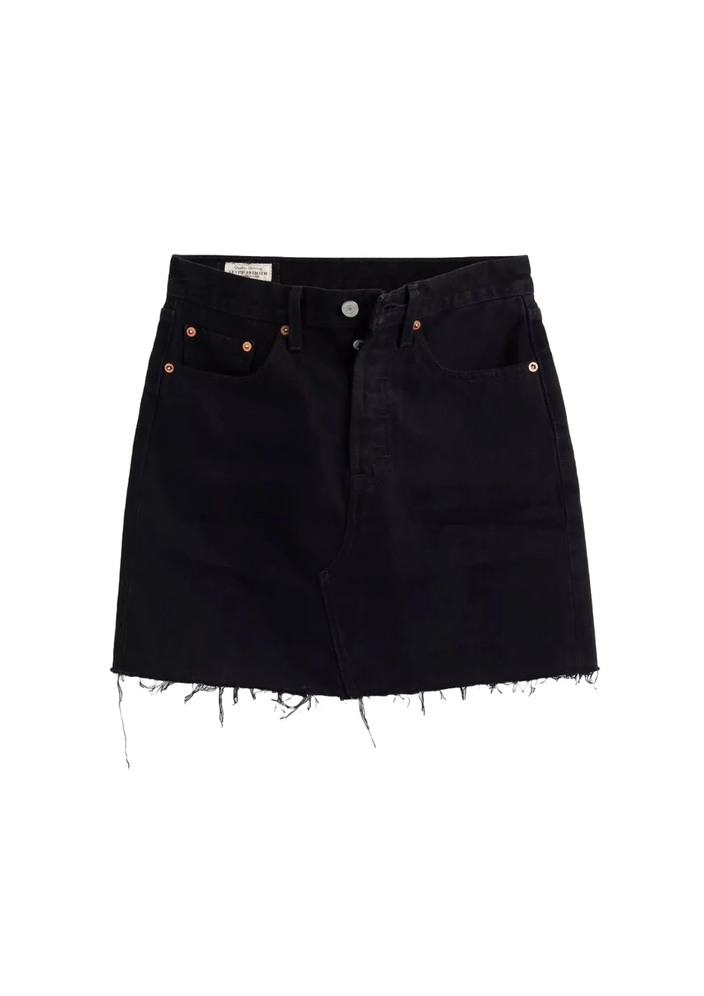 BLACK HIGH RISE DENIM SKIRT