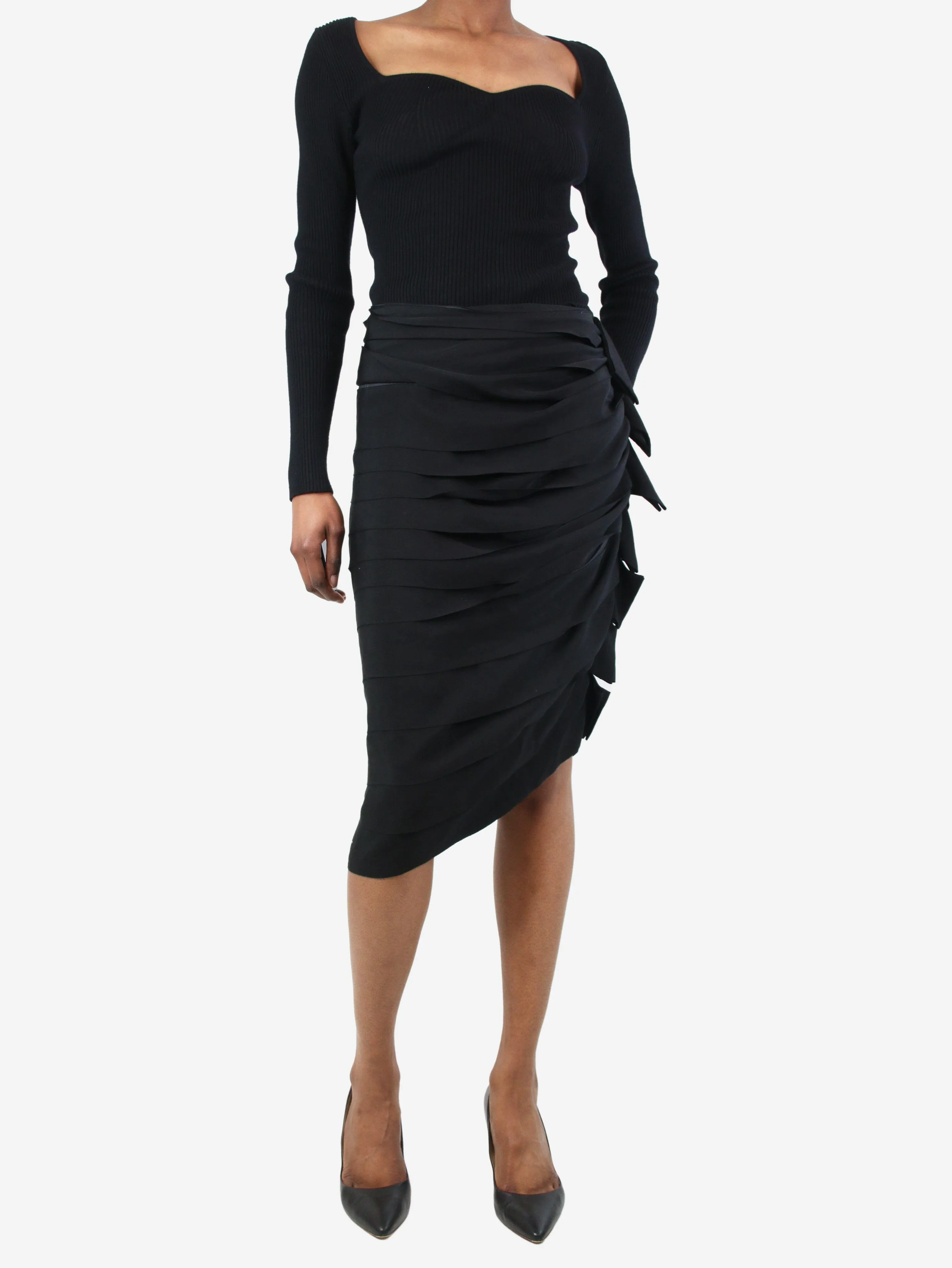 Black tiered skirt - size UK 10
