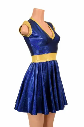 Blue & Gold Skater Dress