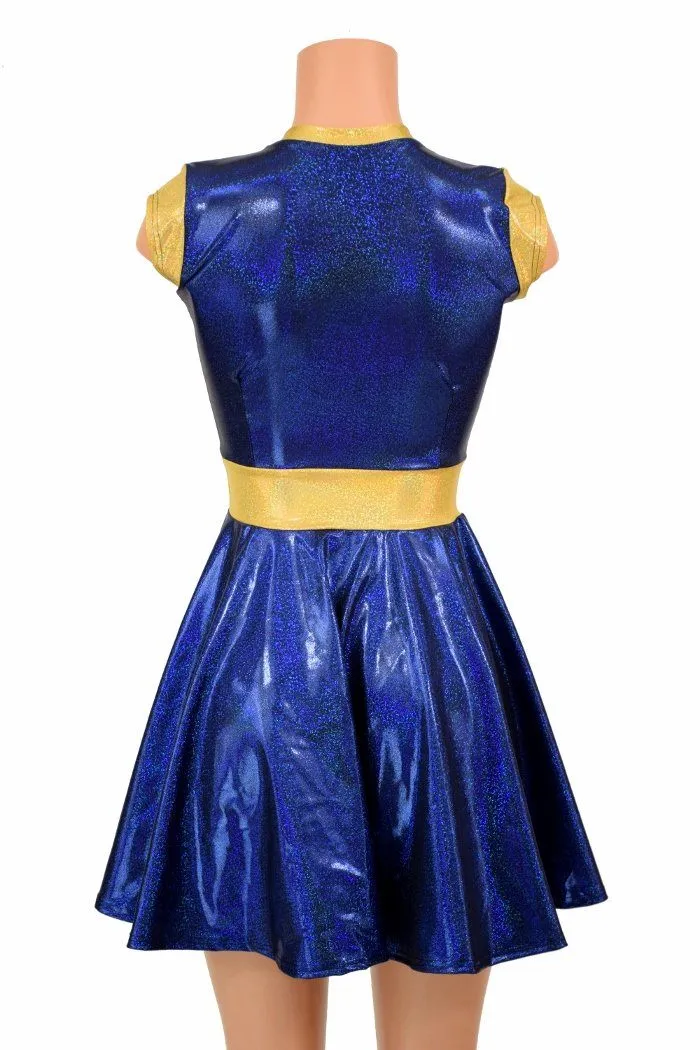 Blue & Gold Skater Dress