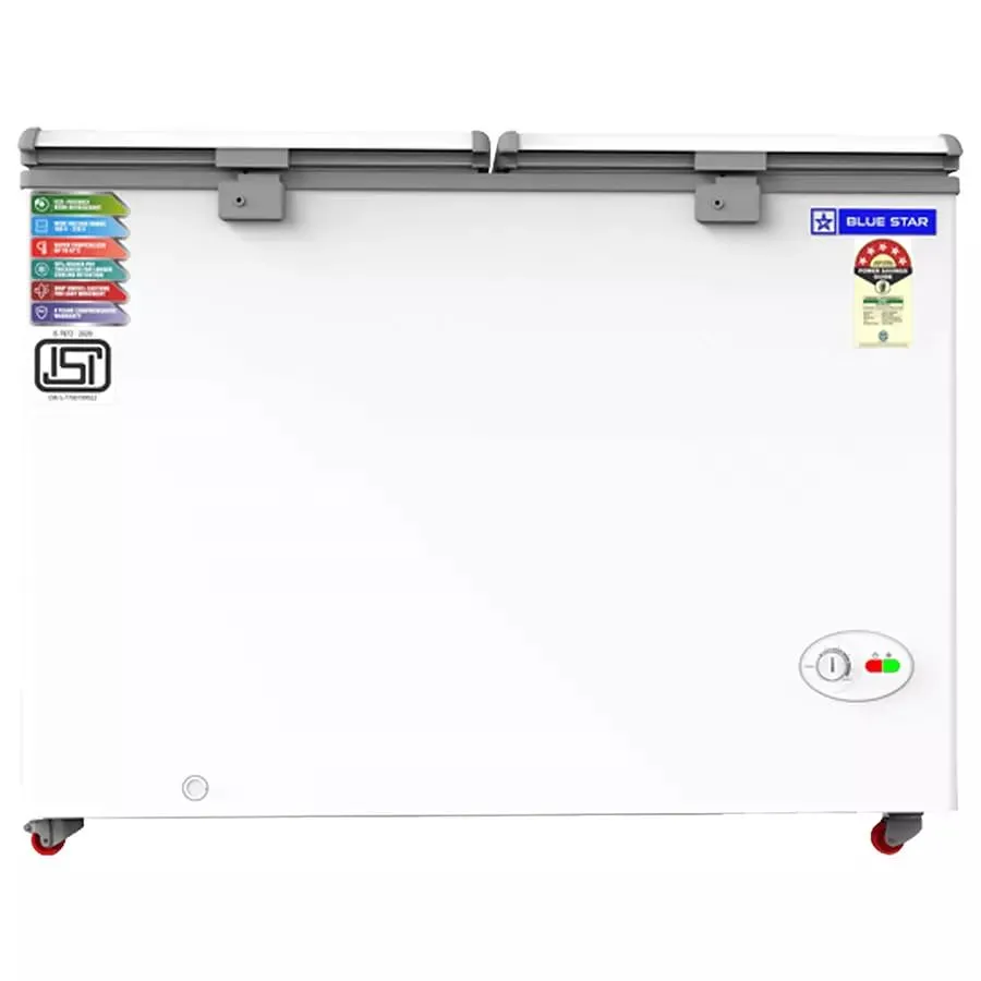 Blue Star CF5-330NEYW 300 L Double Door Standard Deep Freezer  (White, Grey Model, 5 Star)