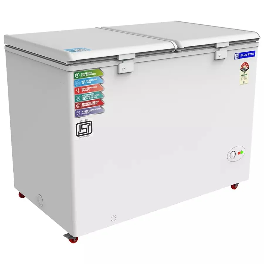 Blue Star CF5-330NEYW 300 L Double Door Standard Deep Freezer  (White, Grey Model, 5 Star)