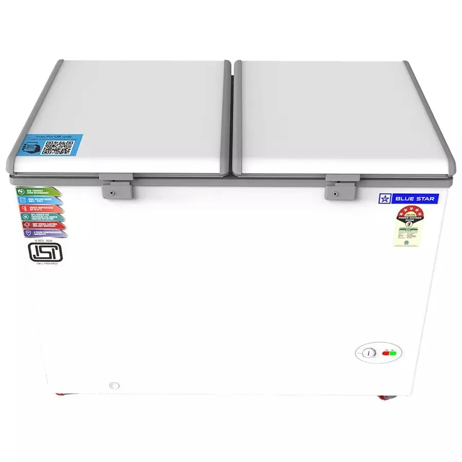 Blue Star CF5-330NEYW 300 L Double Door Standard Deep Freezer  (White, Grey Model, 5 Star)