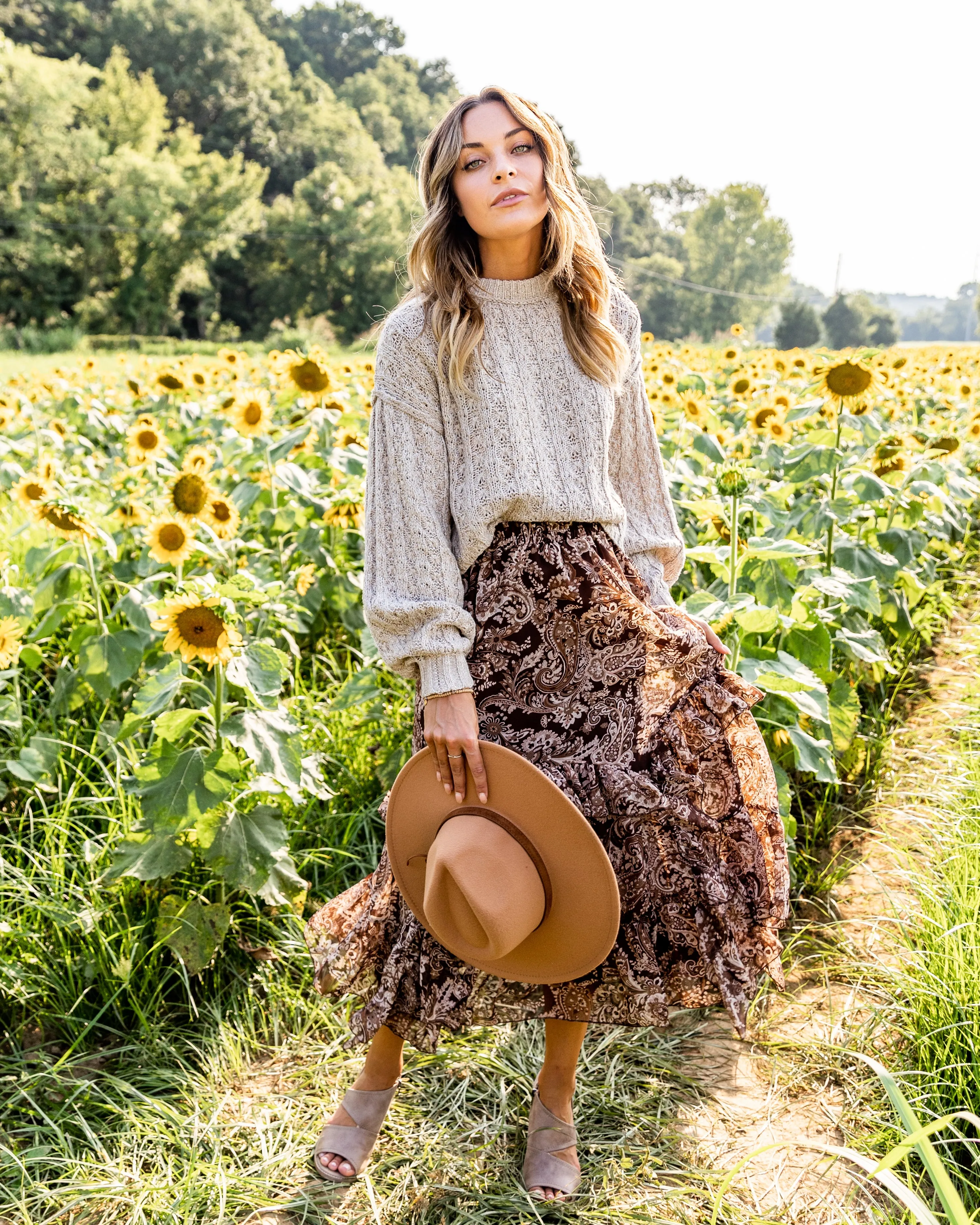 Brina Paisley Ruffle Skirt