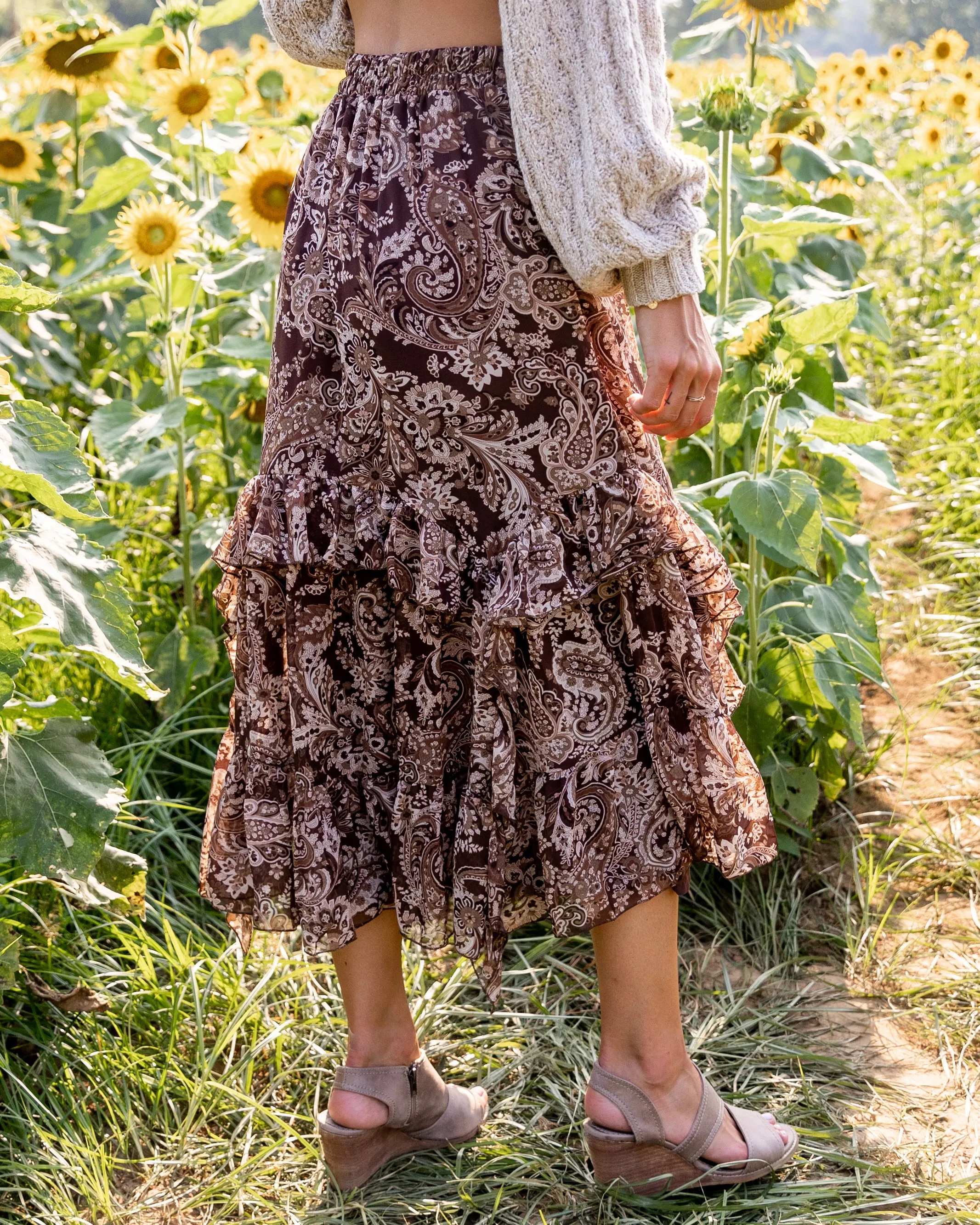 Brina Paisley Ruffle Skirt