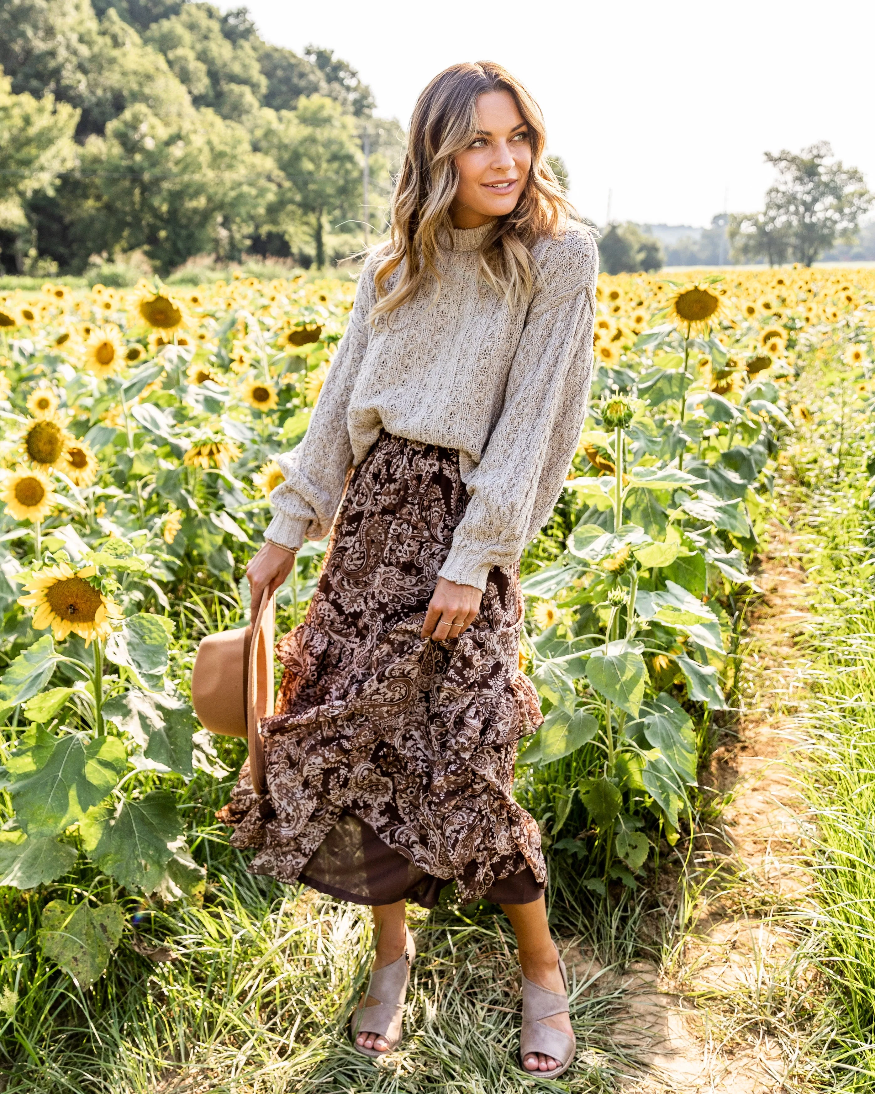 Brina Paisley Ruffle Skirt