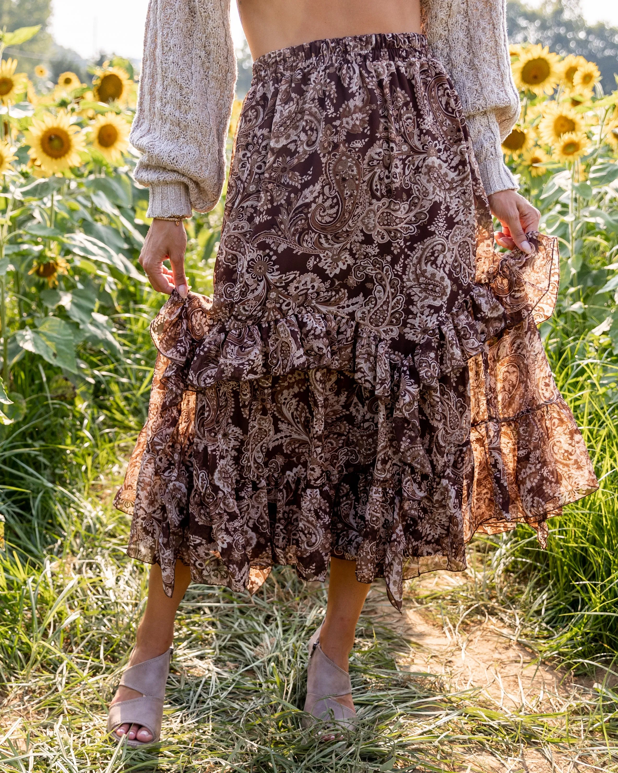 Brina Paisley Ruffle Skirt