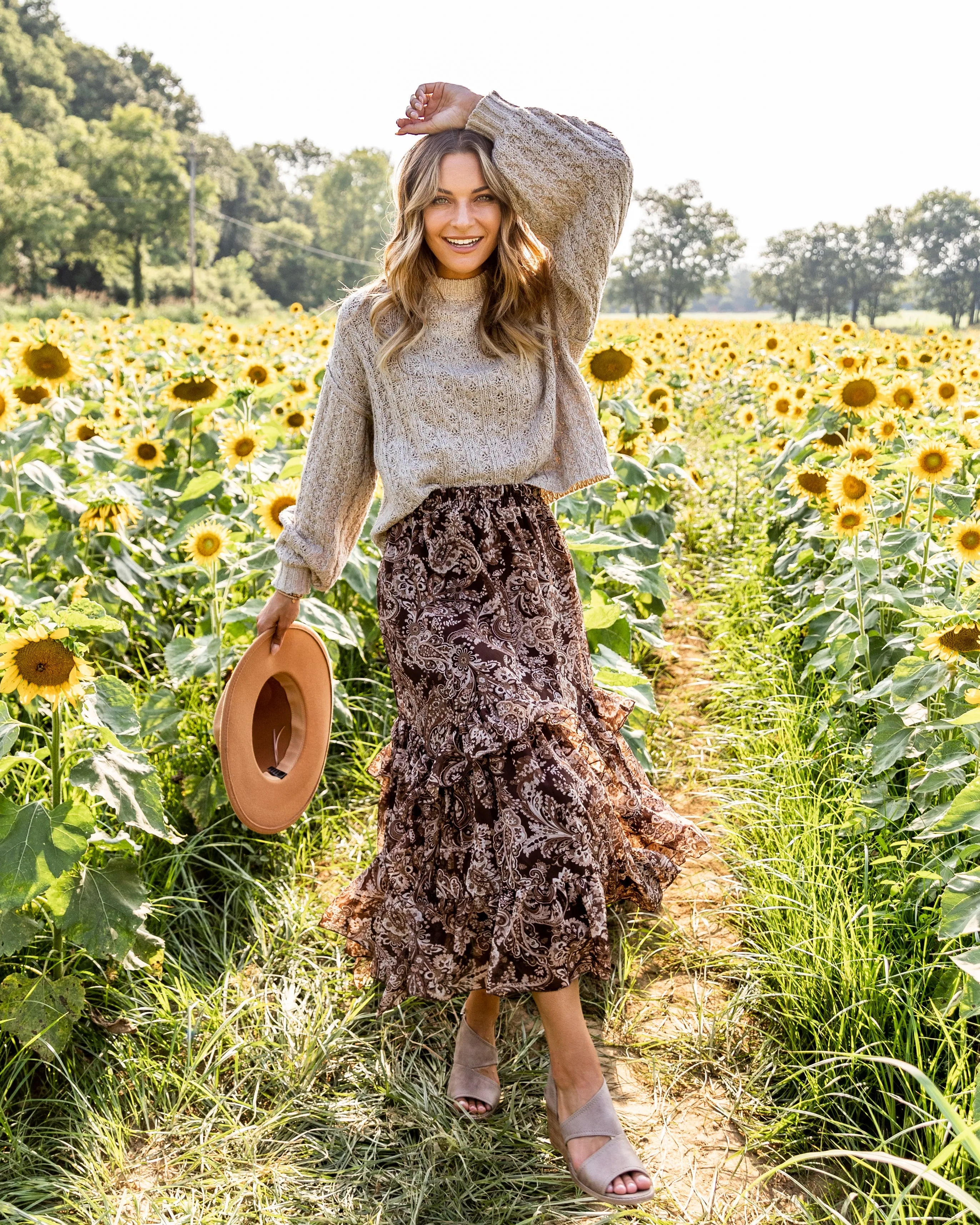 Brina Paisley Ruffle Skirt