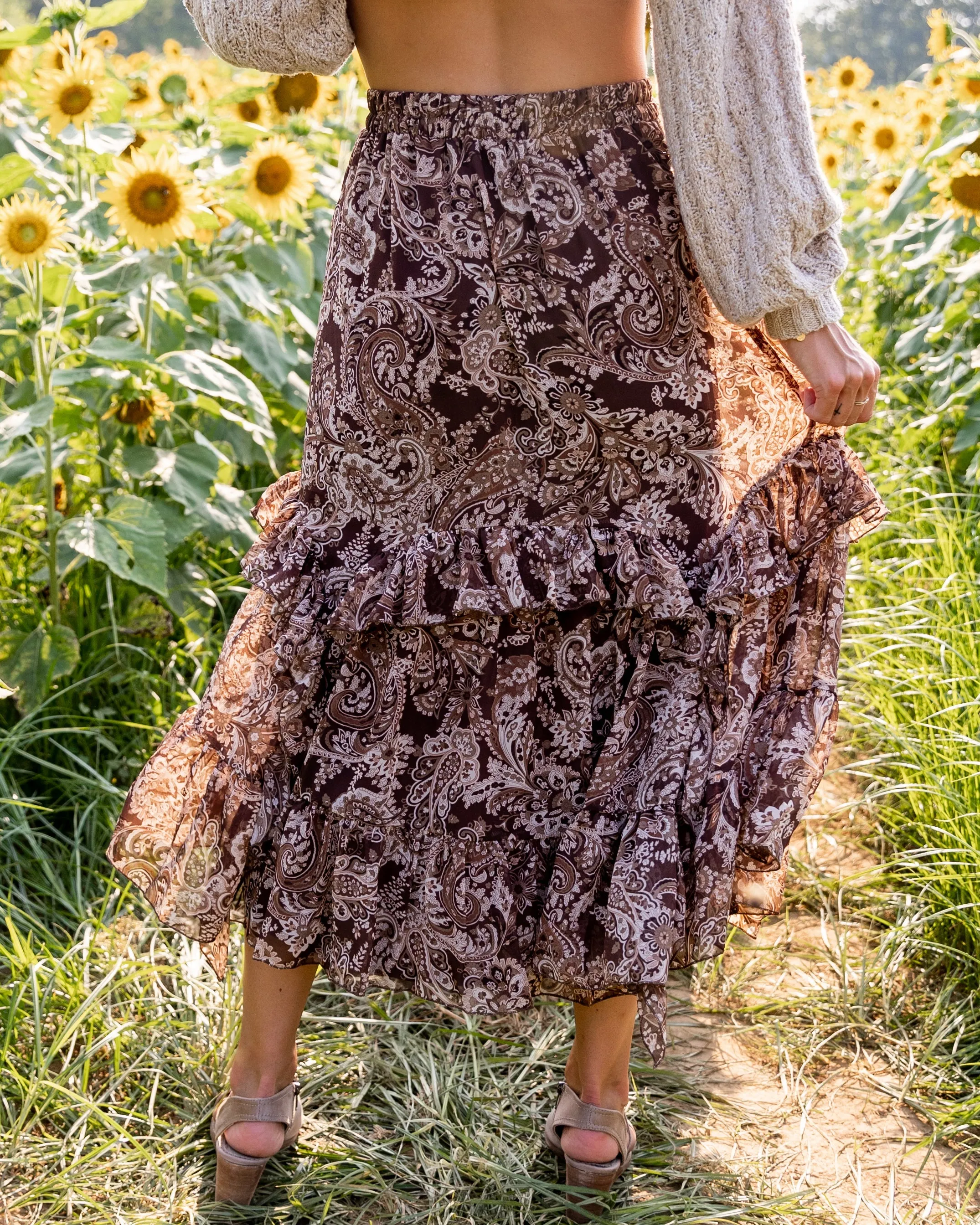 Brina Paisley Ruffle Skirt