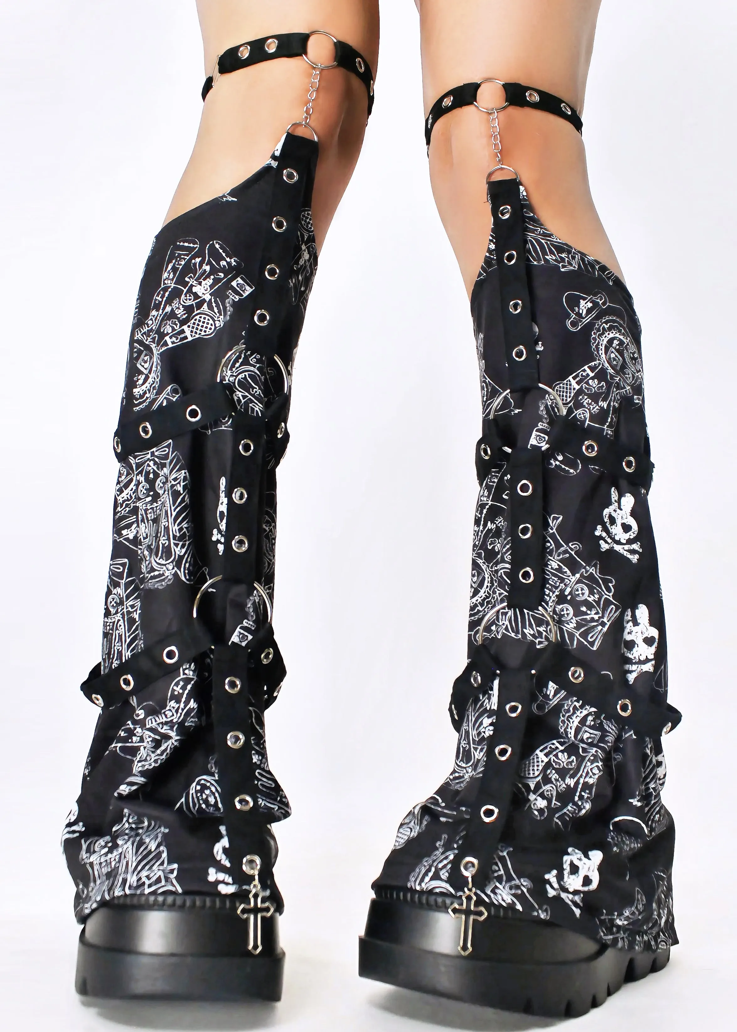 Punky Bunny Bondage-Inspired Black and White Leg Warmer Dolls