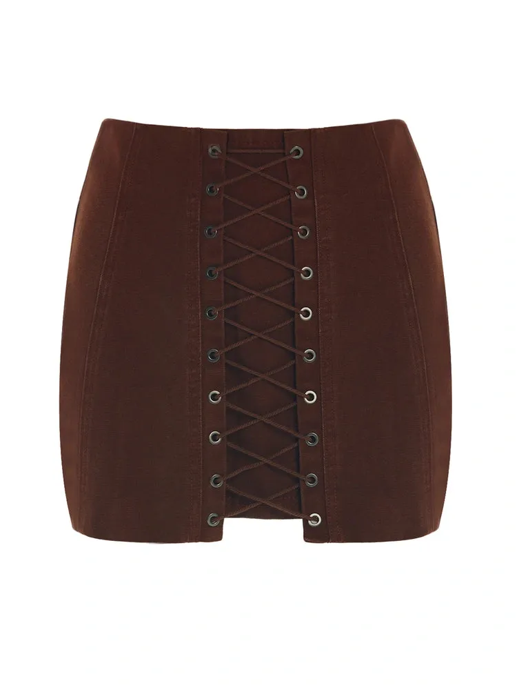 Canvas Lace Mini Skirt