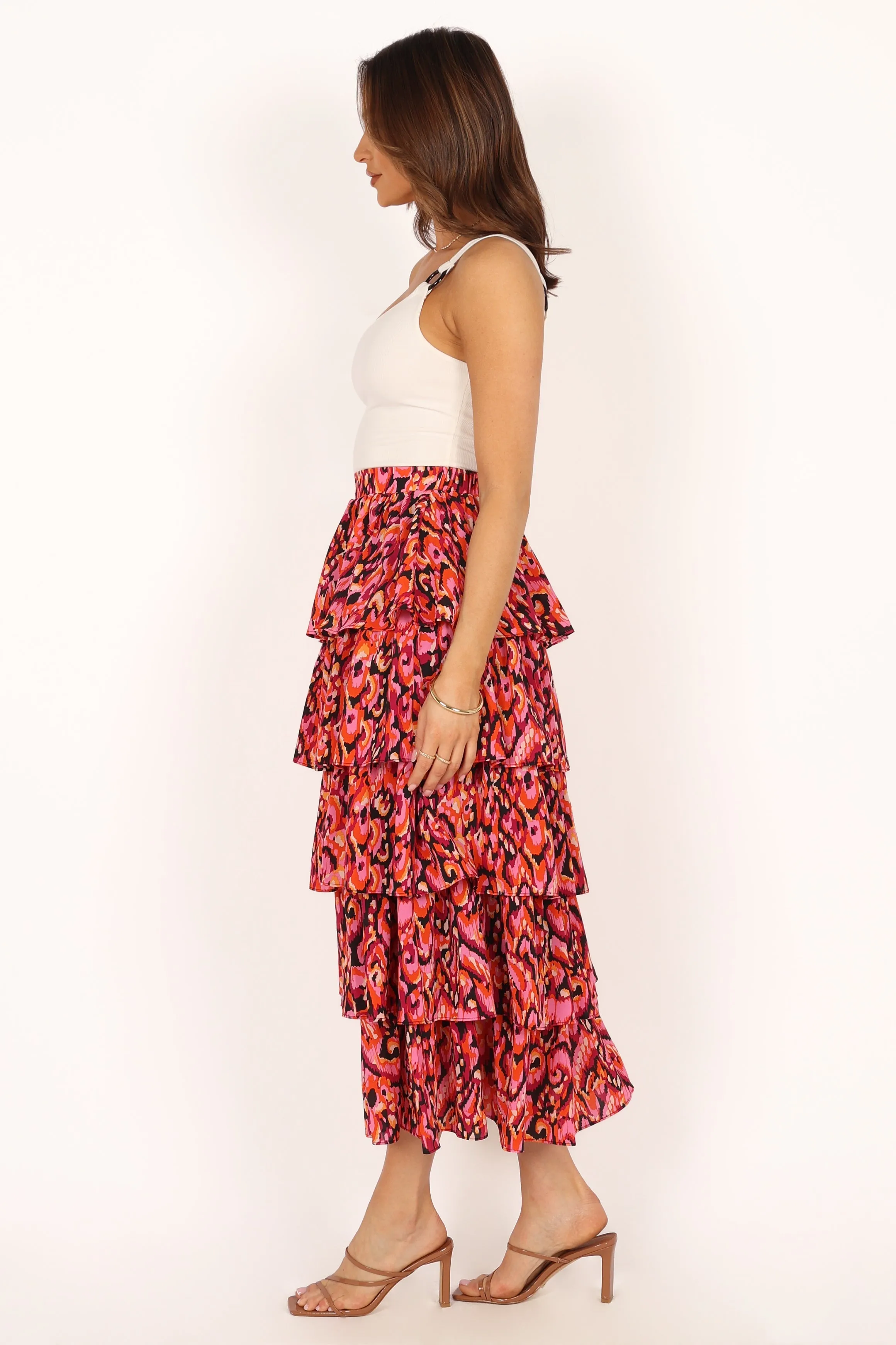 Carlotta Tier Midi Skirt - Multi
