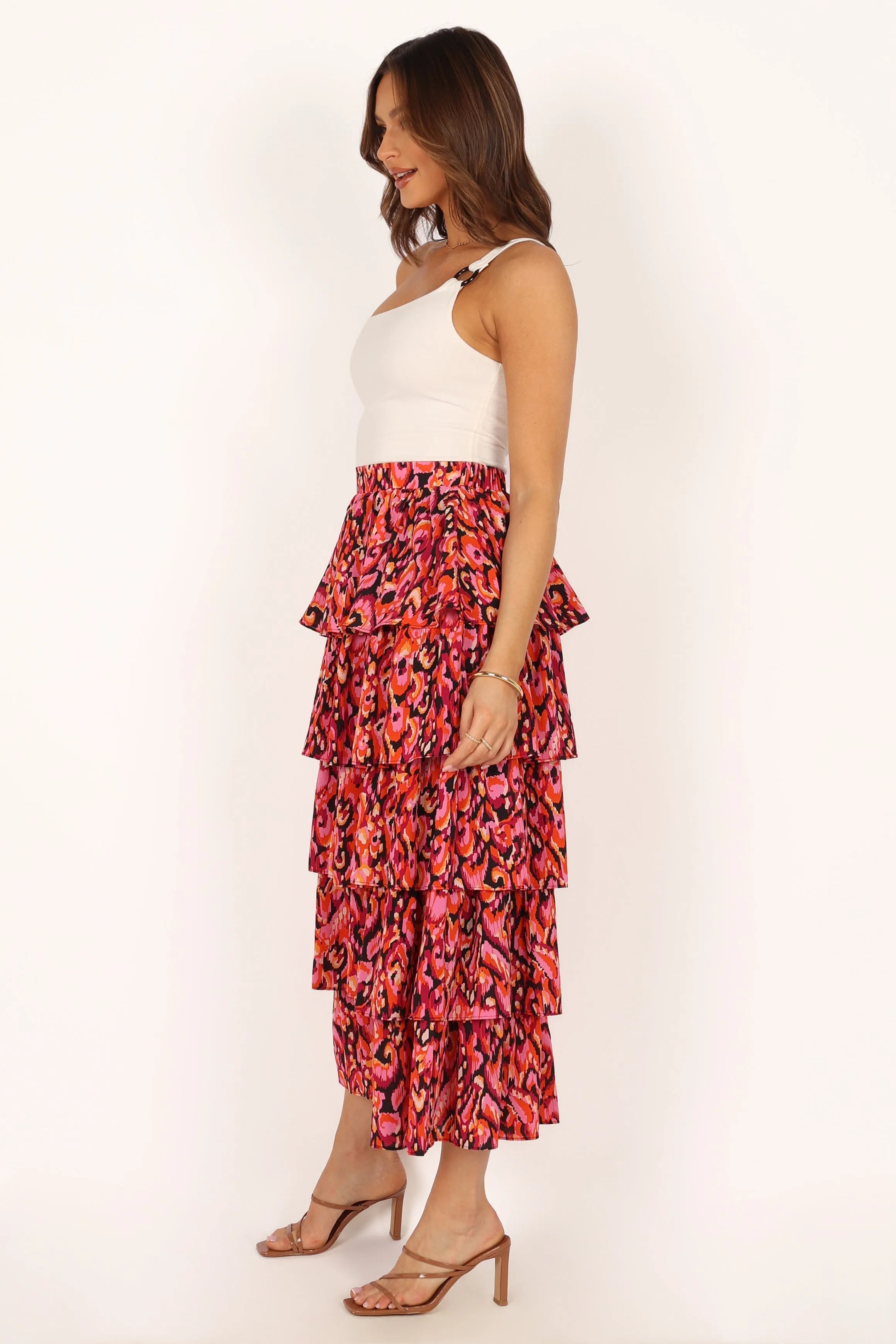 Carlotta Tier Midi Skirt - Multi
