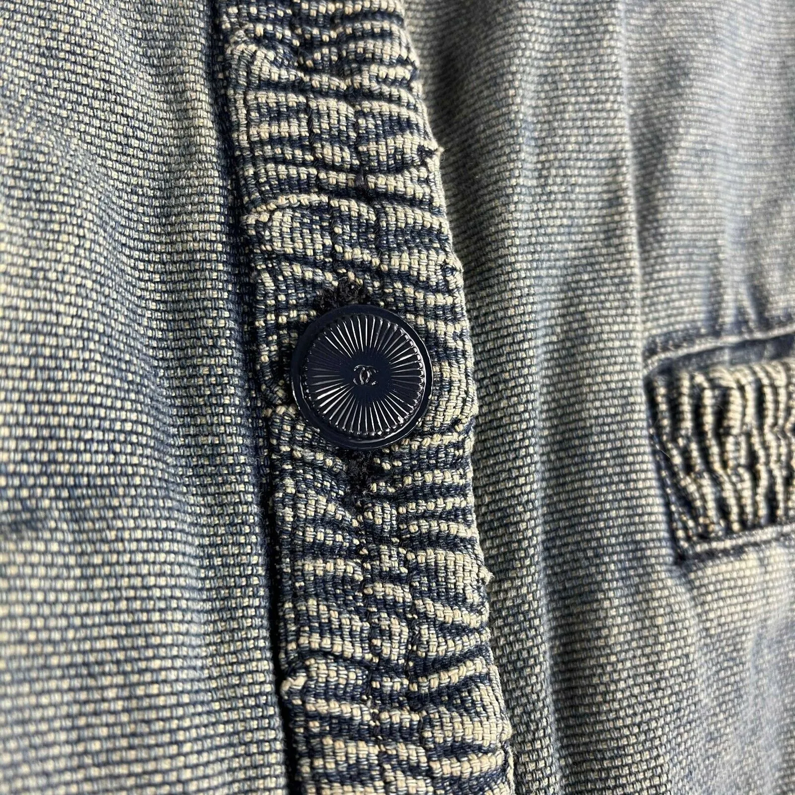 Chanel - Vintage 01P Washed Denim Jacket & Skirt Set - CC Buttons - Size 36 US 4
