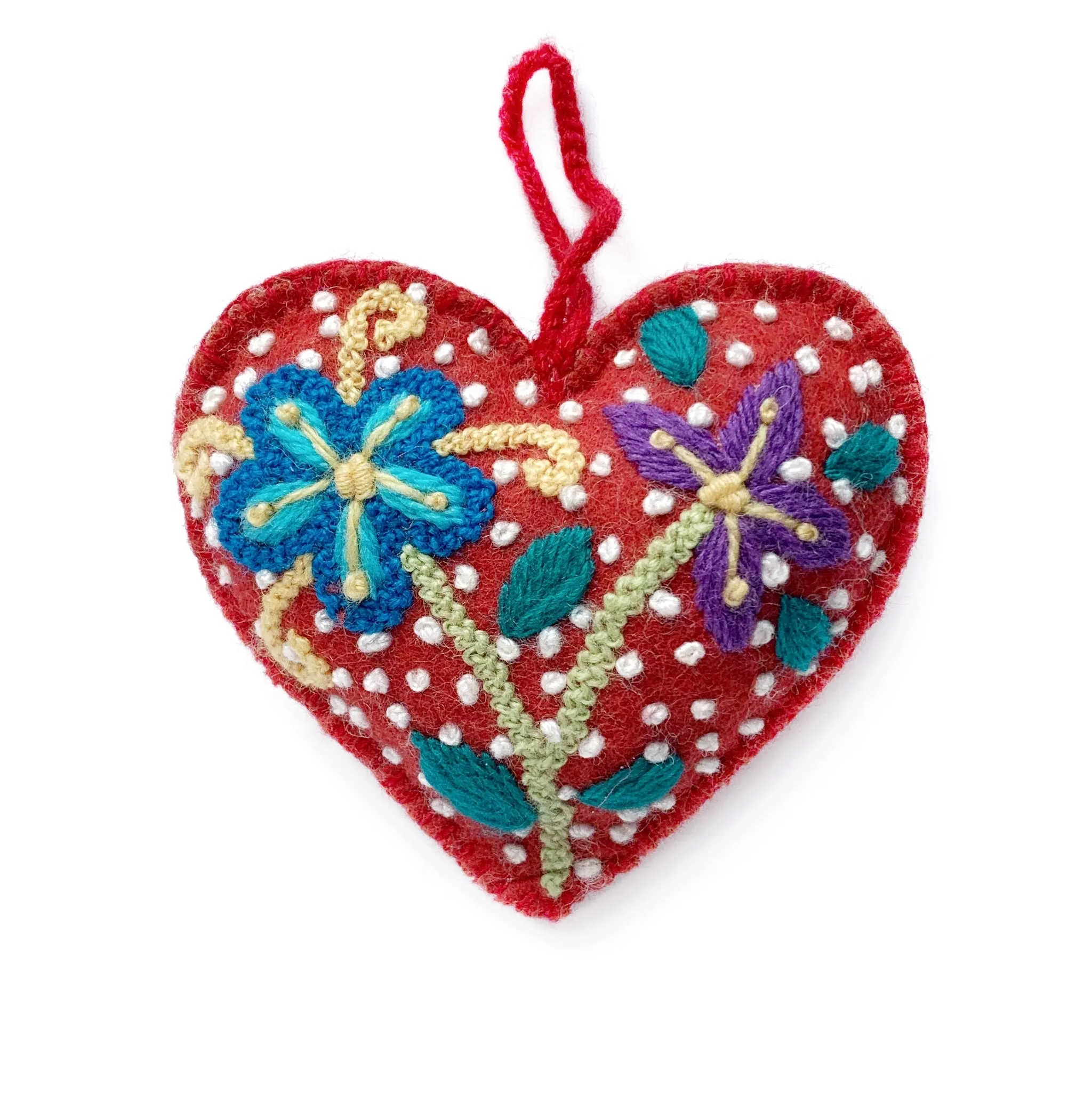 Colorful Heart Embroidered Ornaments, Variety 12 Pack