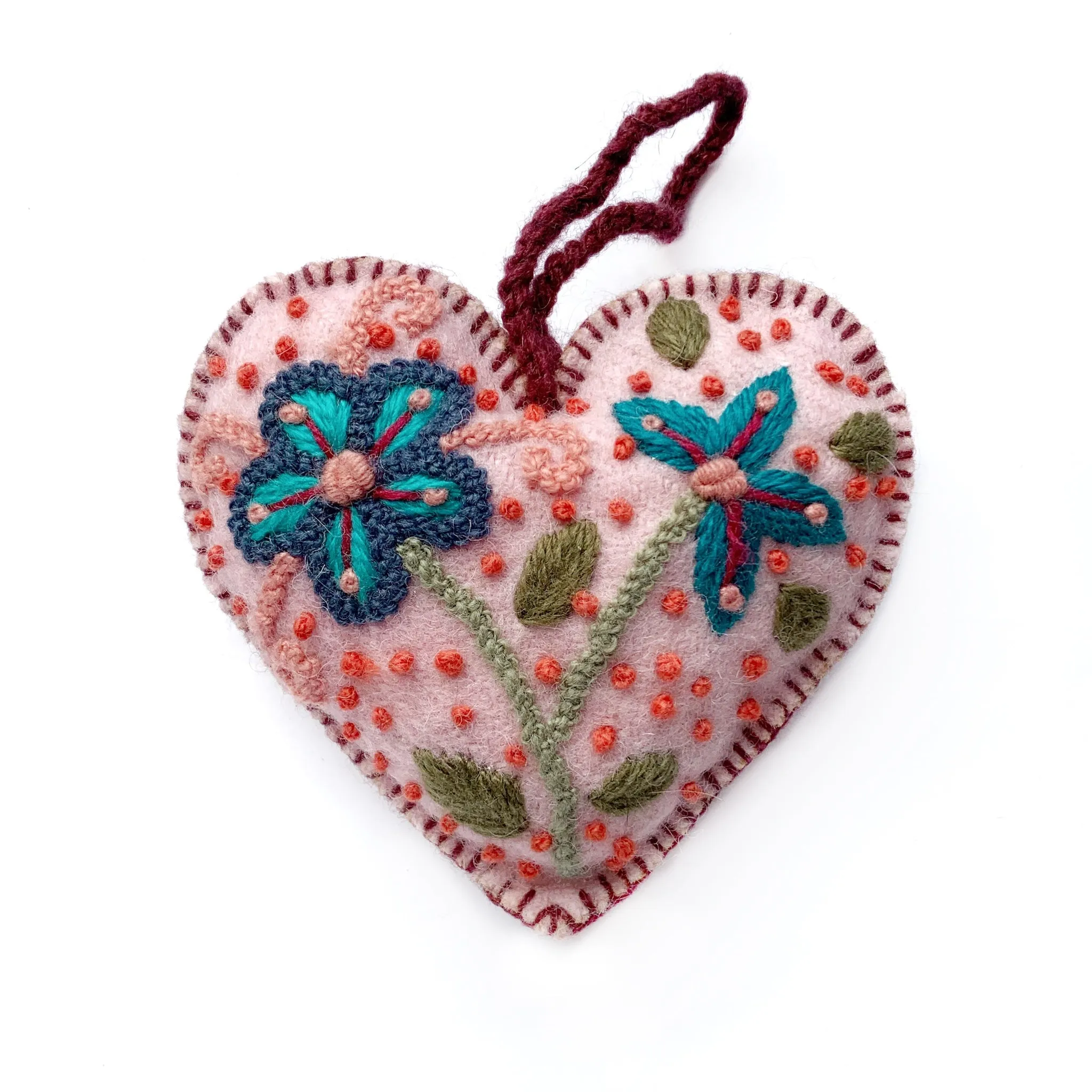 Colorful Heart Embroidered Ornaments, Variety 12 Pack