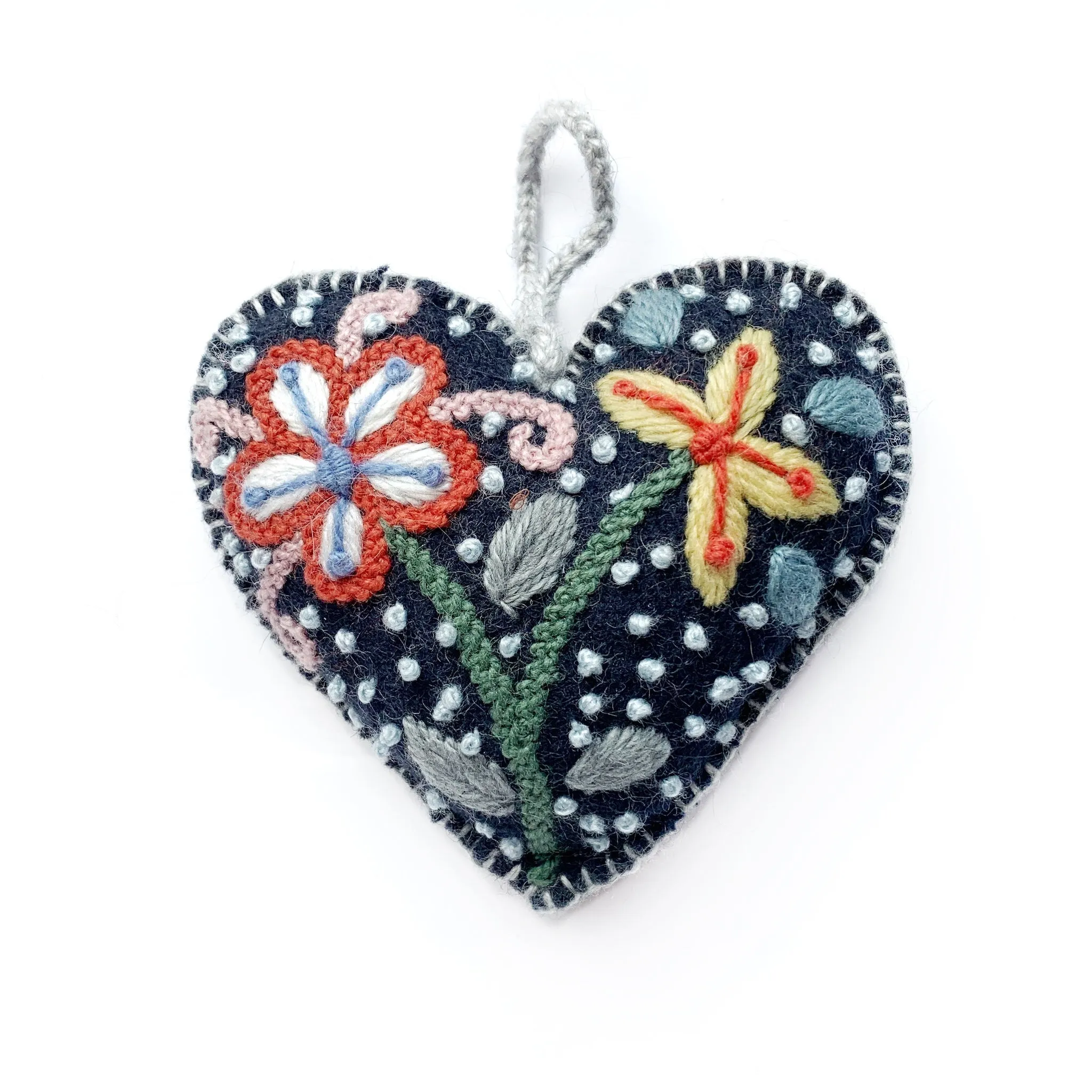 Colorful Heart Embroidered Ornaments, Variety 12 Pack