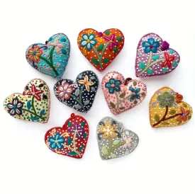 Colorful Heart Embroidered Ornaments, Variety 12 Pack