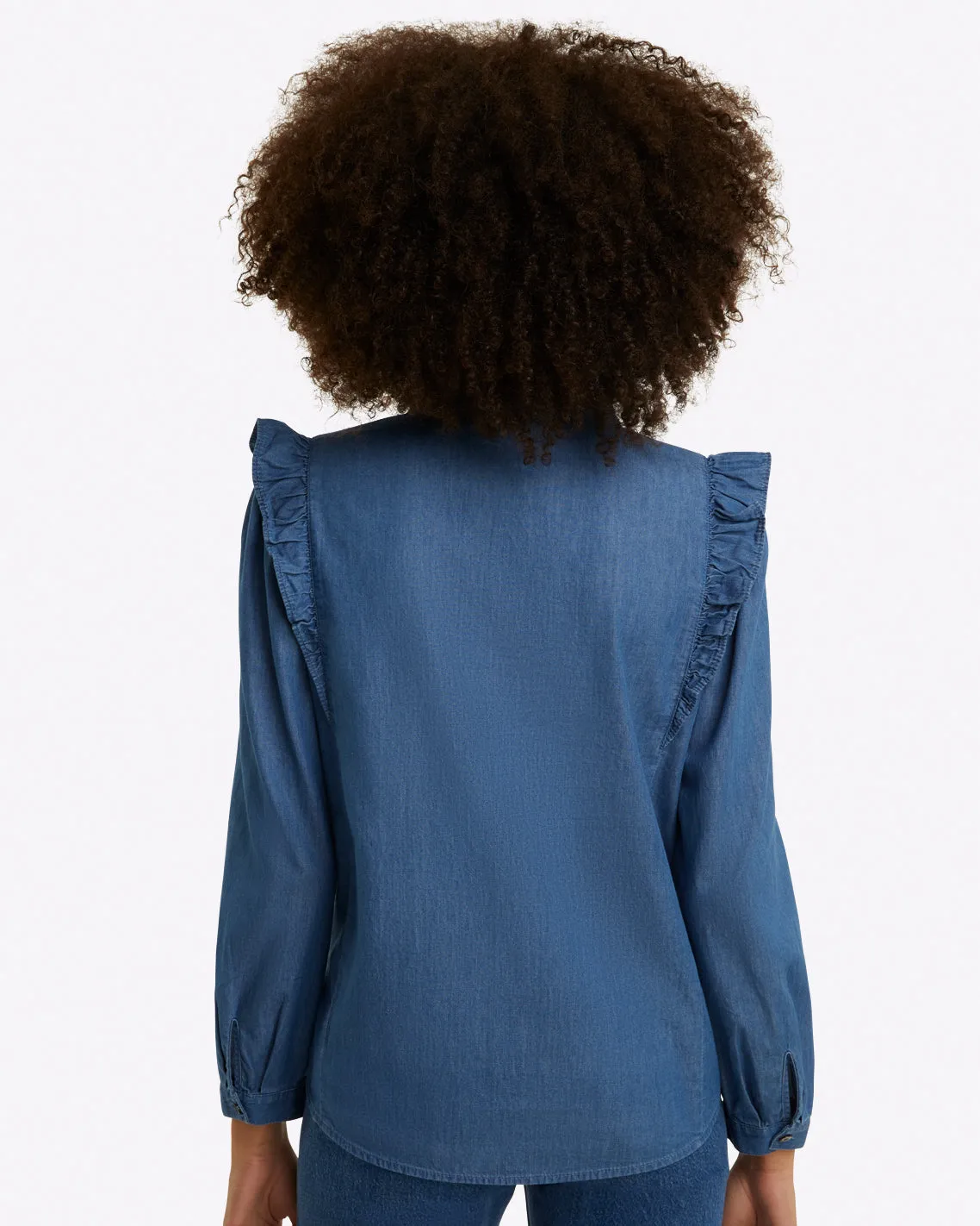 Connie Long Sleeve Top in Chambray