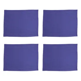 Cotone Linens Cobalt Placemats with Double Stitching - Set of 4
