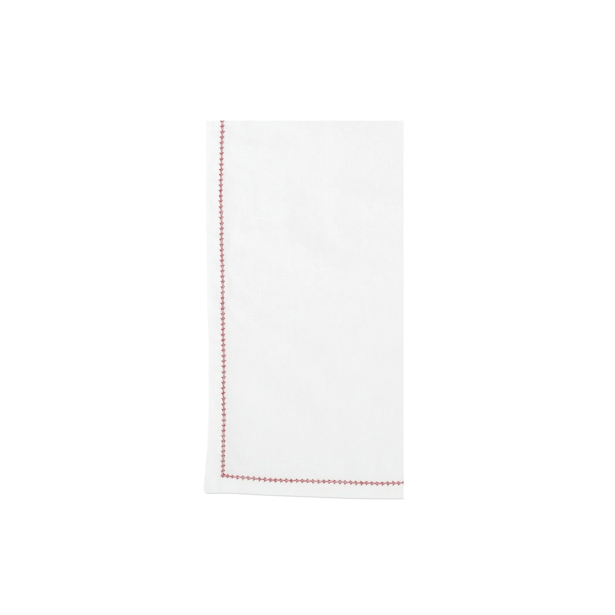 Cotone Linens Ivory Napkins with Red Stitching - Set of 4