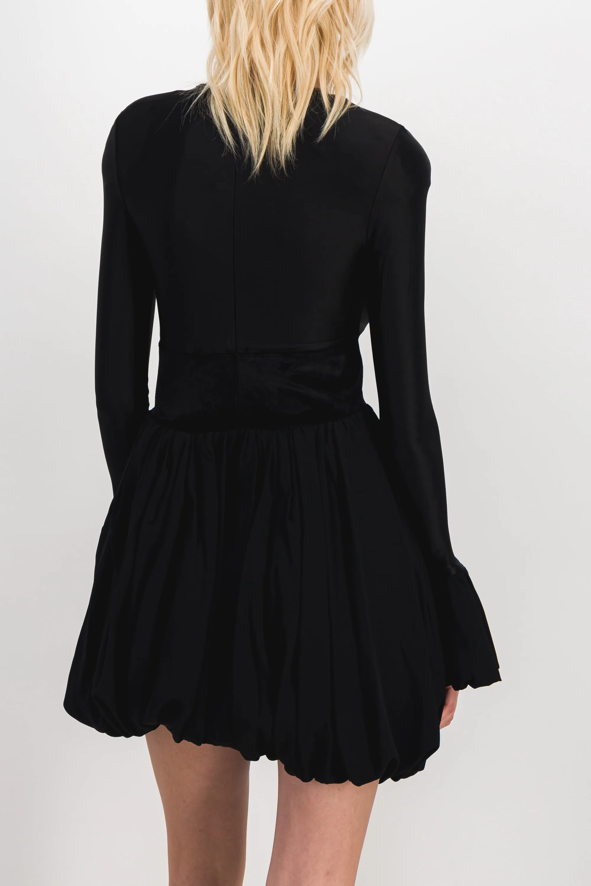 Crêpe satin puff mini dress