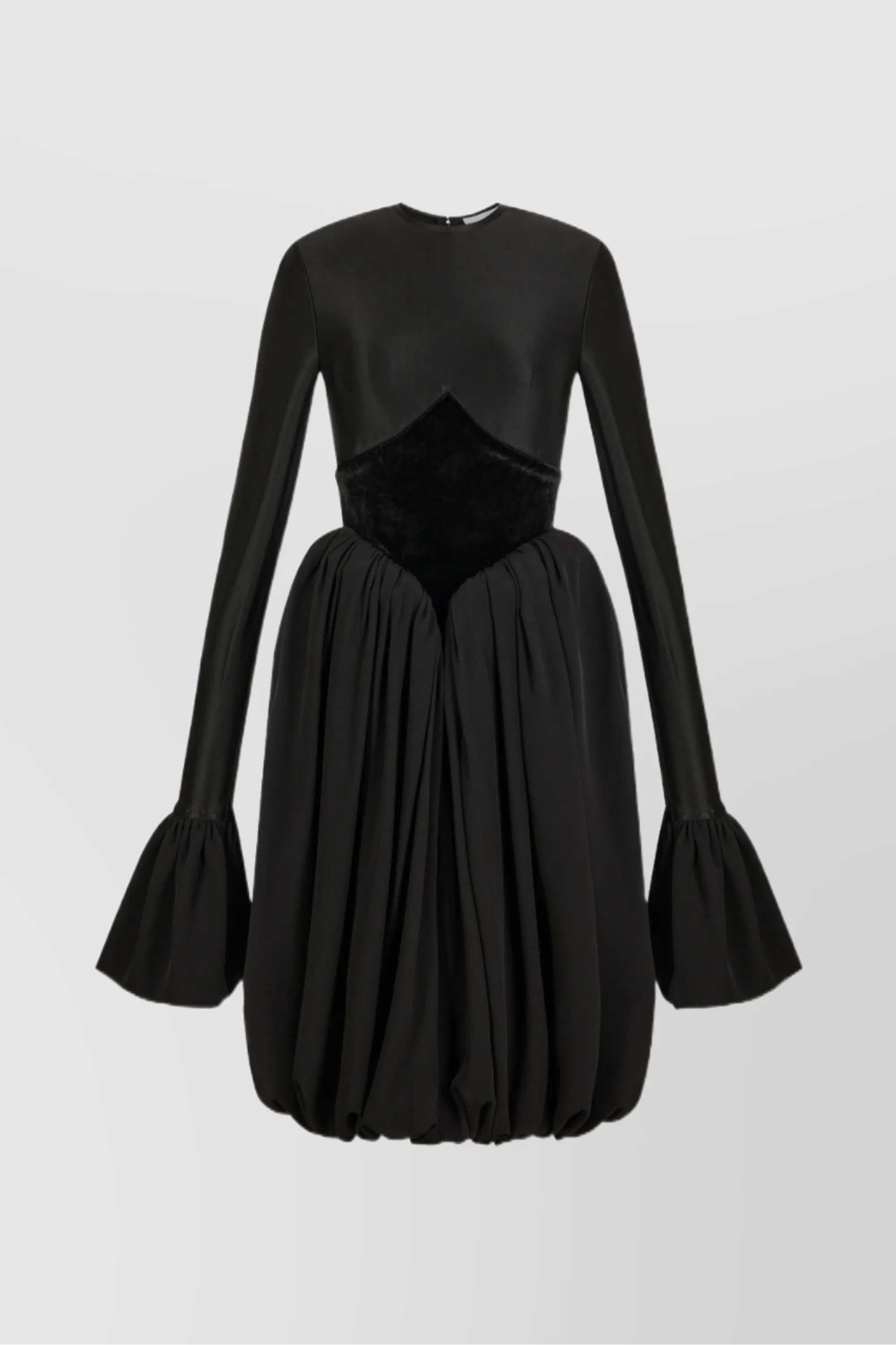Crêpe satin puff mini dress