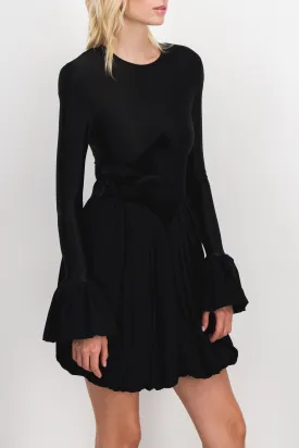 Crêpe satin puff mini dress