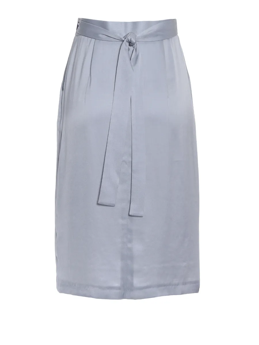 CUPRO WRAPPING PENCIL SKIRT "BERTA" IN SILVER