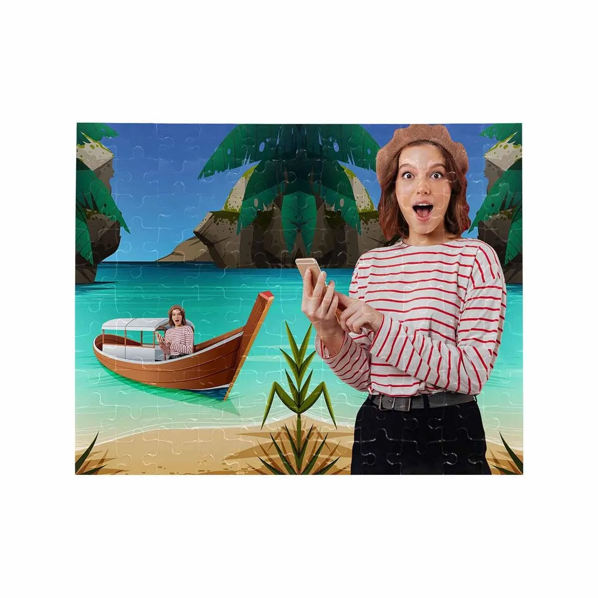 Custom Face River Rectangle Jigsaw Puzzle Best Indoor Gifts 110 Pieces
